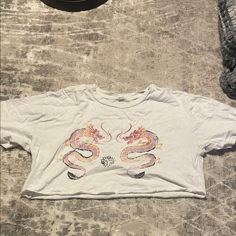 Garage White Tee with Vibrant Dragon Design